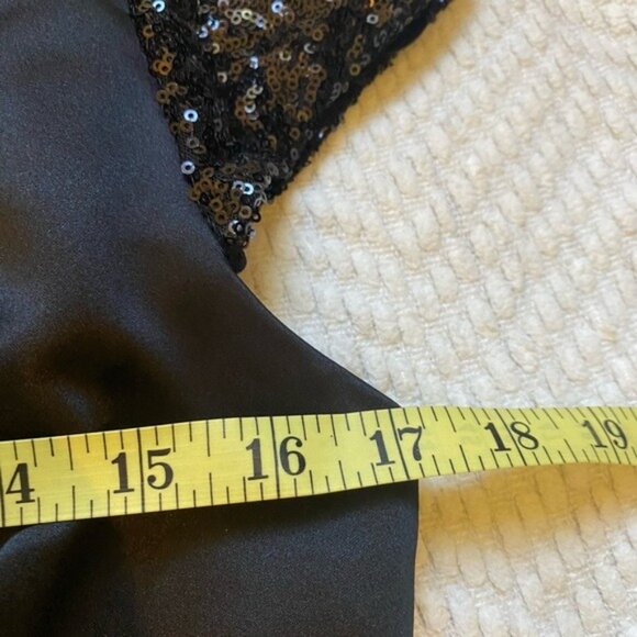 Jasmine Elegant Black Satin & Sequined Cap Sleeve Cocktail Formal Dress Size 6 - Picture 8 of 11